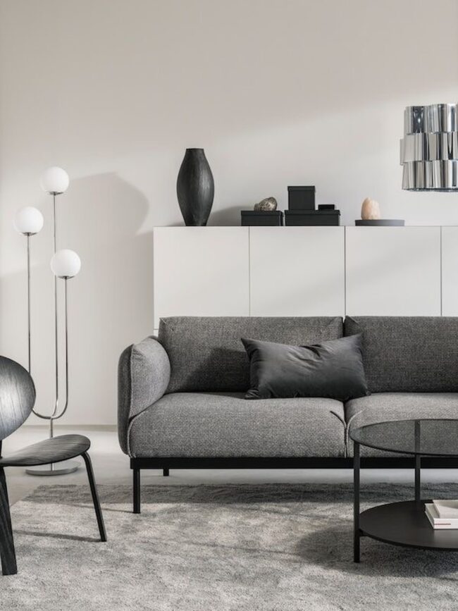 Grey Sofa with Striking Monochrome Style
