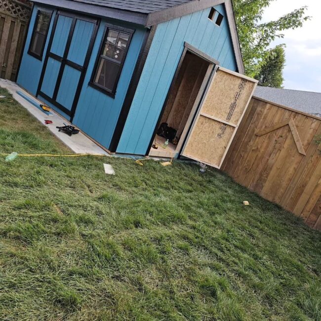 Functional Blue and Black Shed Design