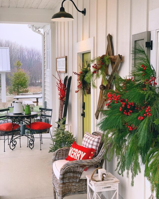 A Welcoming Porch with Holiday Warmth
