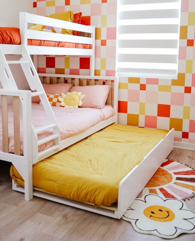 Brightly Designed Bunk Bed with Trundle
