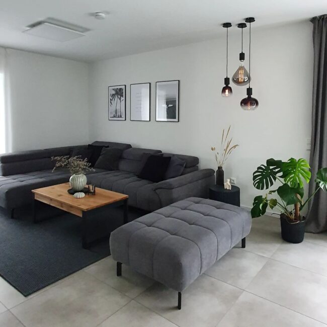 Chic Grey Sofa in Modern Living Area