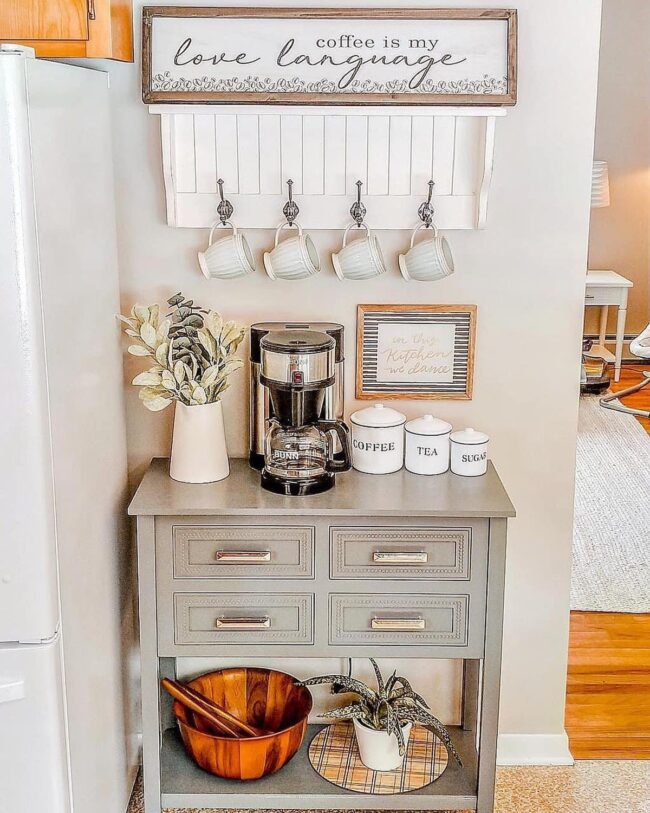 Charming Space-Saving Coffee Station