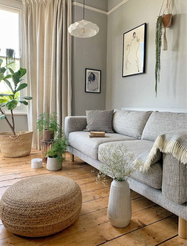 Eclectic Grey Sofa for Bohemian Spaces